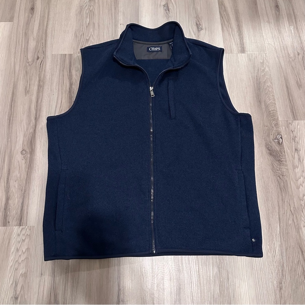 Chaps Ralph Lauren Knit‎ Fleece Men’s Size XXL Navy Full Zip Sleeveless Dad Golf